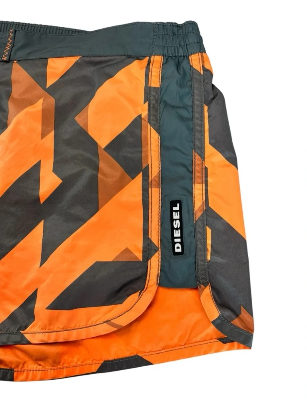 Diesel Beachwear Orange Gray Abstract Swim Trunks Shorts Mesh Lined Size Medium - Picture 3 of 9
